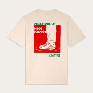 T-shirt Pétanqueur Pieds Tanqués Crème - La Boulisterie x Jack & Jones