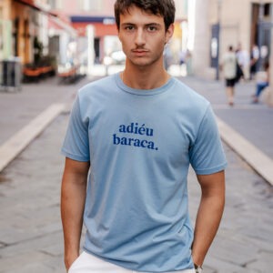 FARNIENTE & BAIETA - T-Shirt Unisexe Print ADIÉU BARACA Bleu Denim